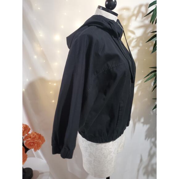 Roxy Vtg Y2K Hooded Batwing Dolman 3/4 Sleeve Zip Jacket Womens Size M Black - Picture 4 of 9